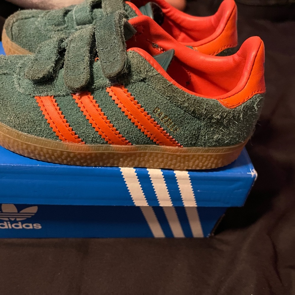 Adidas Green and Orange Velcro Sneakers